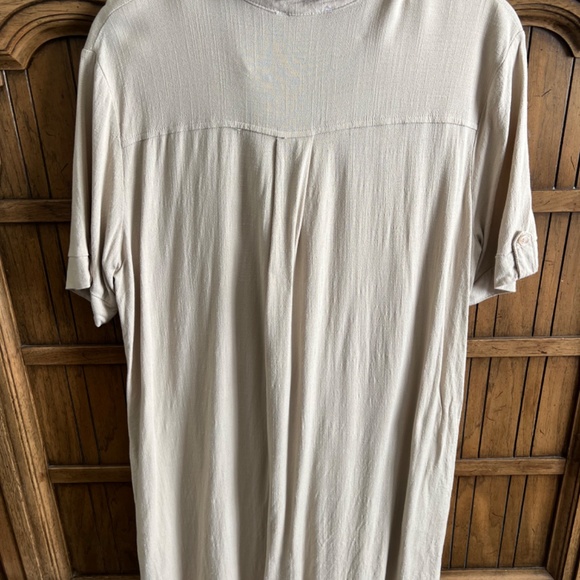 Tan, Button Up Shirt Dress, Large - Picture 3 of 3